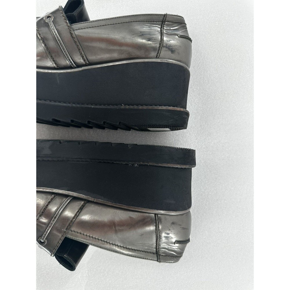 Stuart Weitzman Loafers Shoes Platform Chunky Y2K Metallic Size 8.5 M Grey - Picture 12 of 13